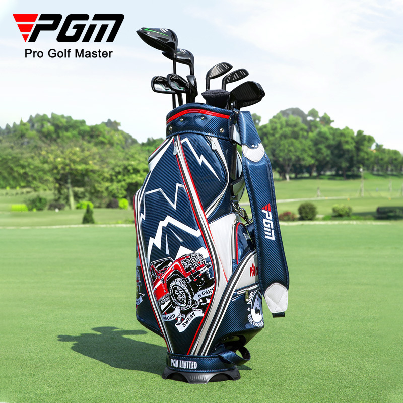PGM Men Golf Bag Standard Bagpack Can Hould 13pcs Clubs Waterproof Crystal Leather 3D Embroidered QB112 · v2